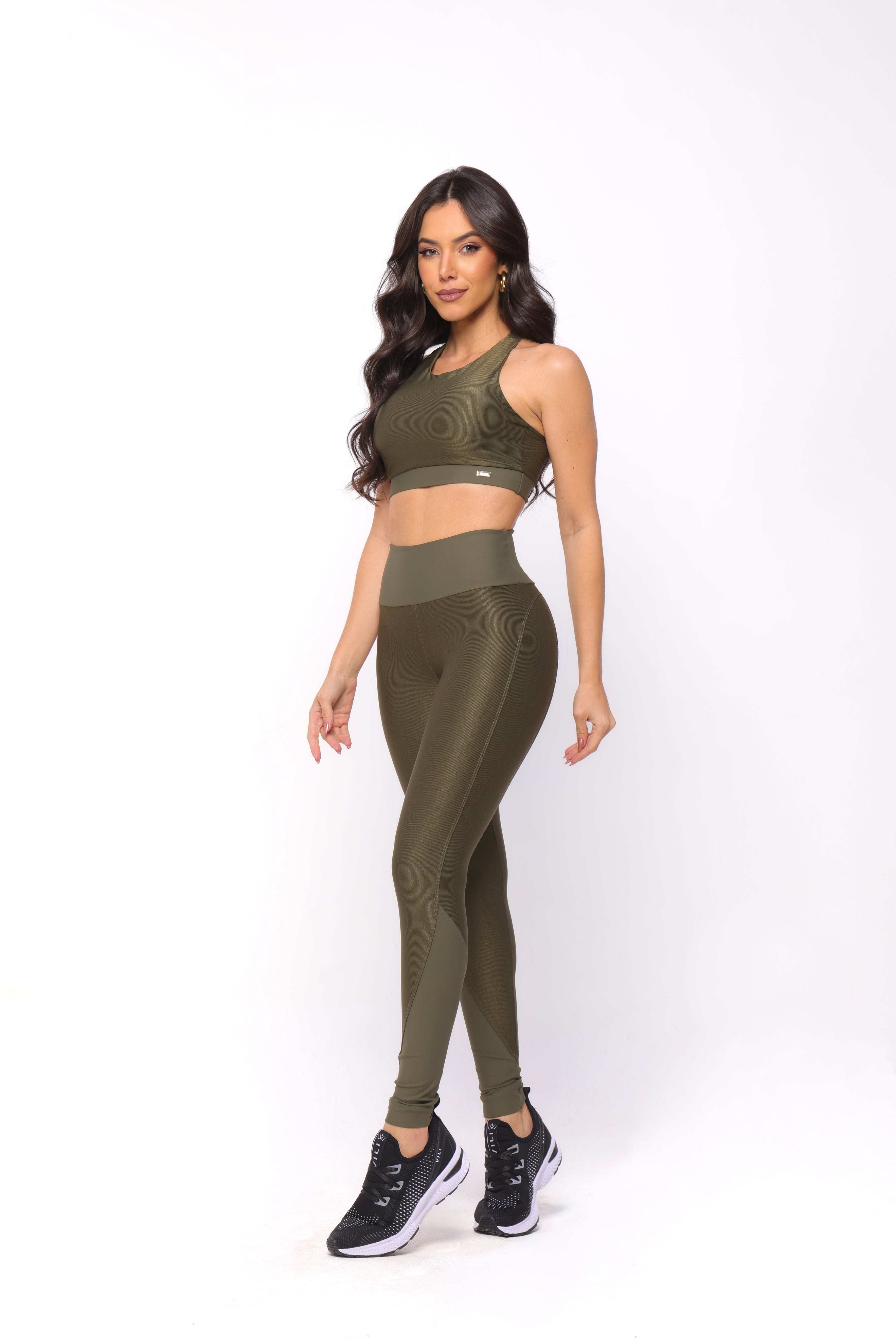 SET LEGGINGS ENERGIA VERDE MILITARE