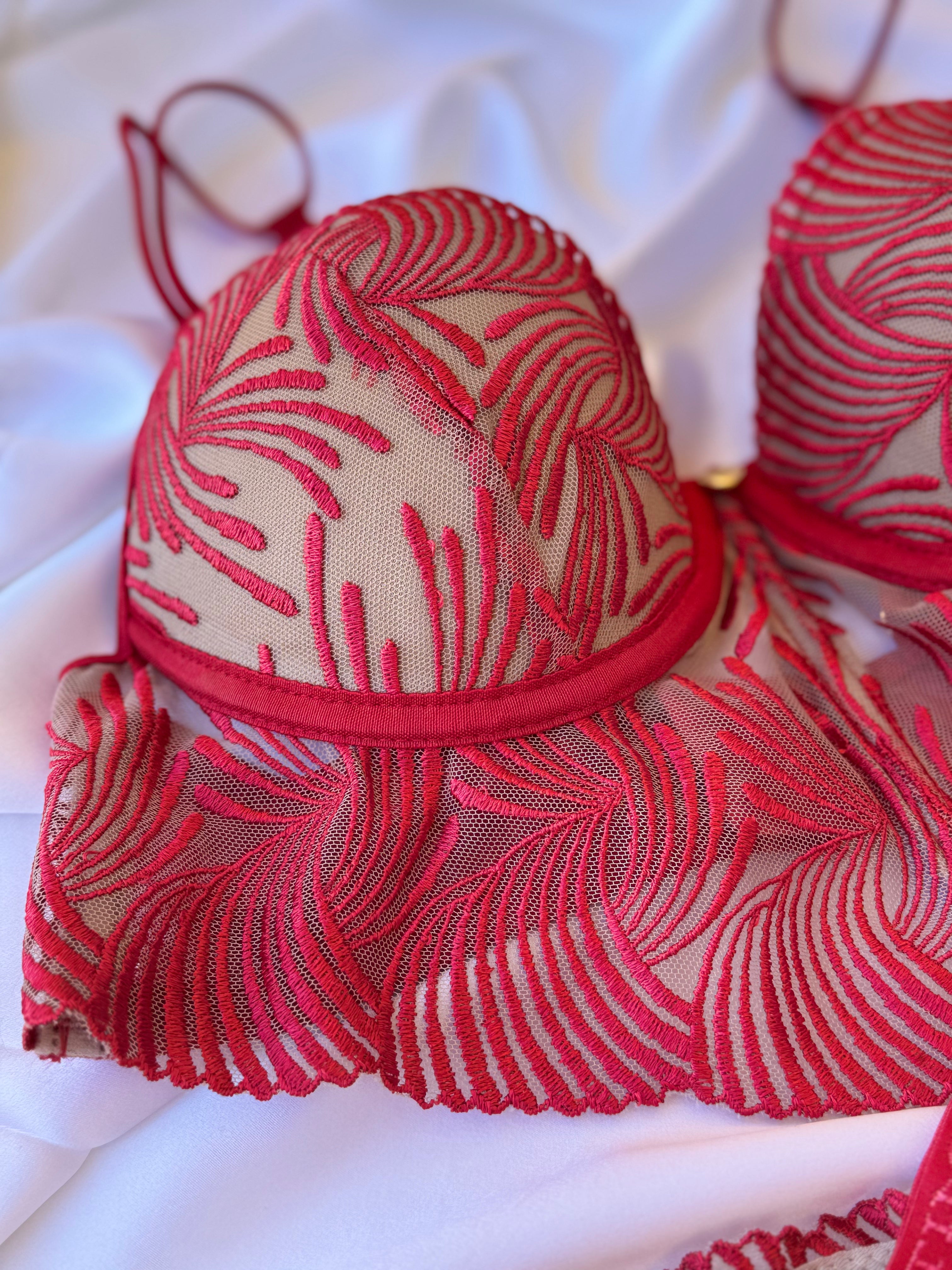 LINGERIE POLLY ROSSA - 3 PEZZI