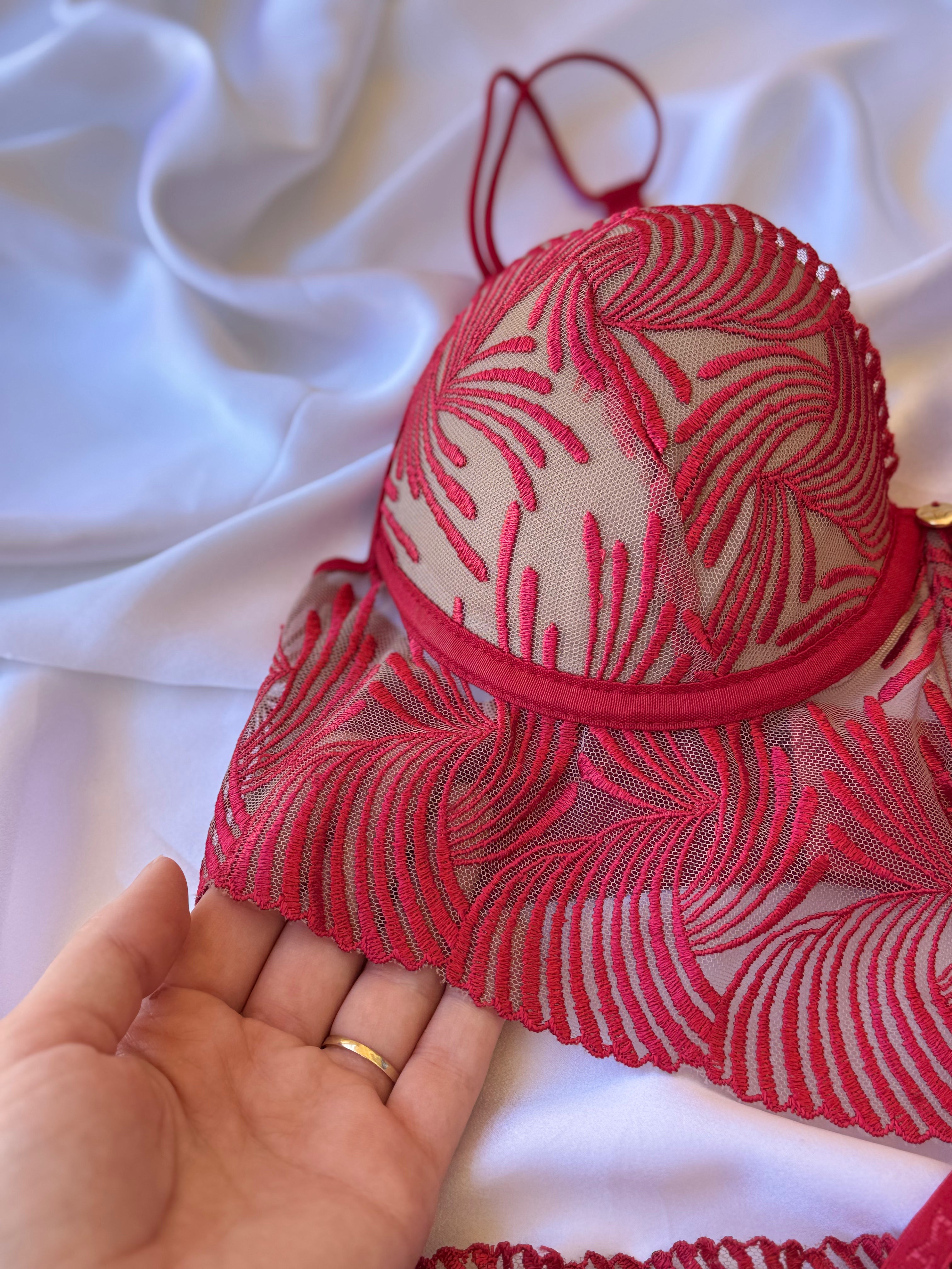 LINGERIE POLLY ROSSA - 3 PEZZI