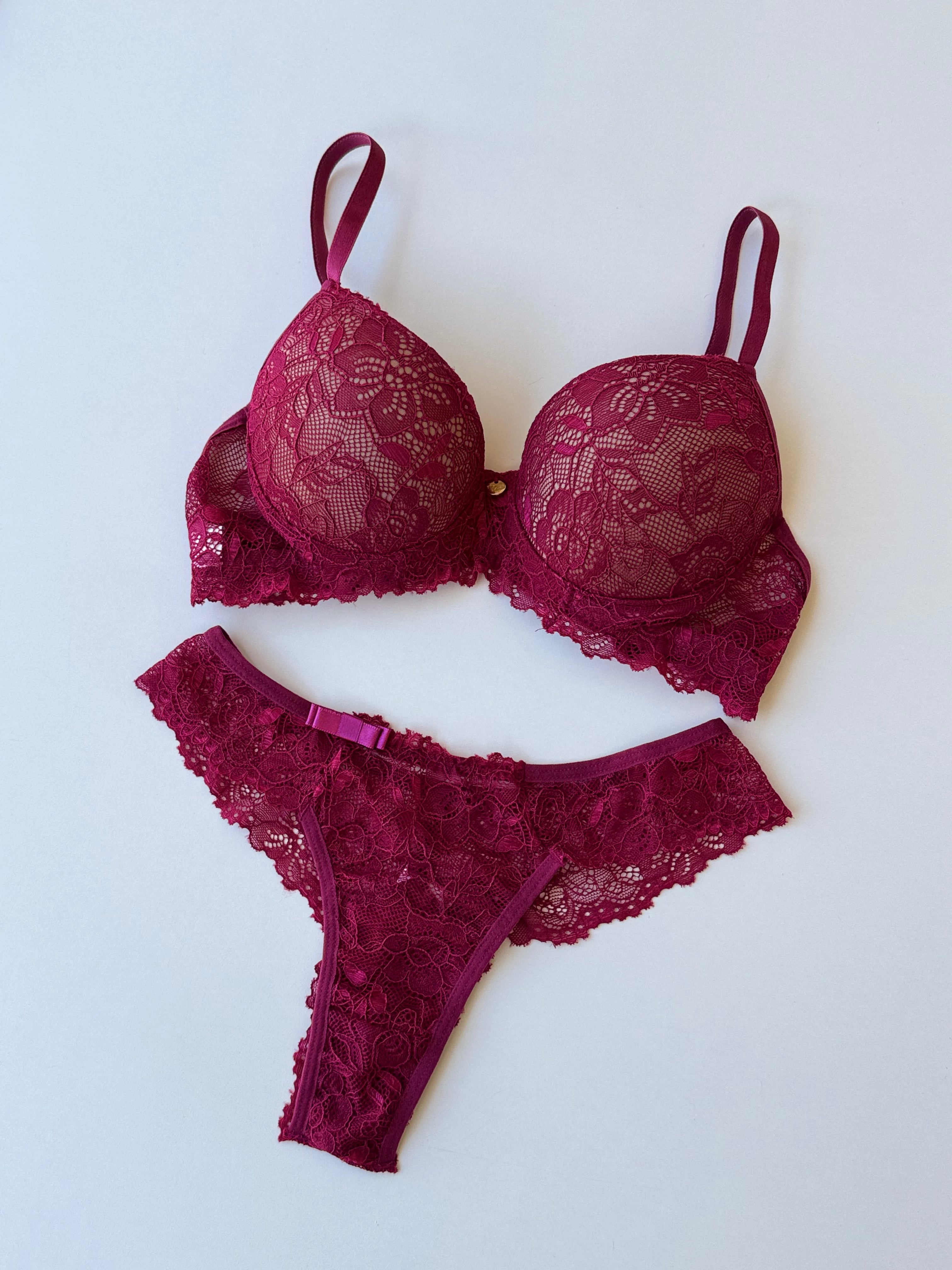 LINGERIE MARINA BORDEAUX - 2 PEZZI