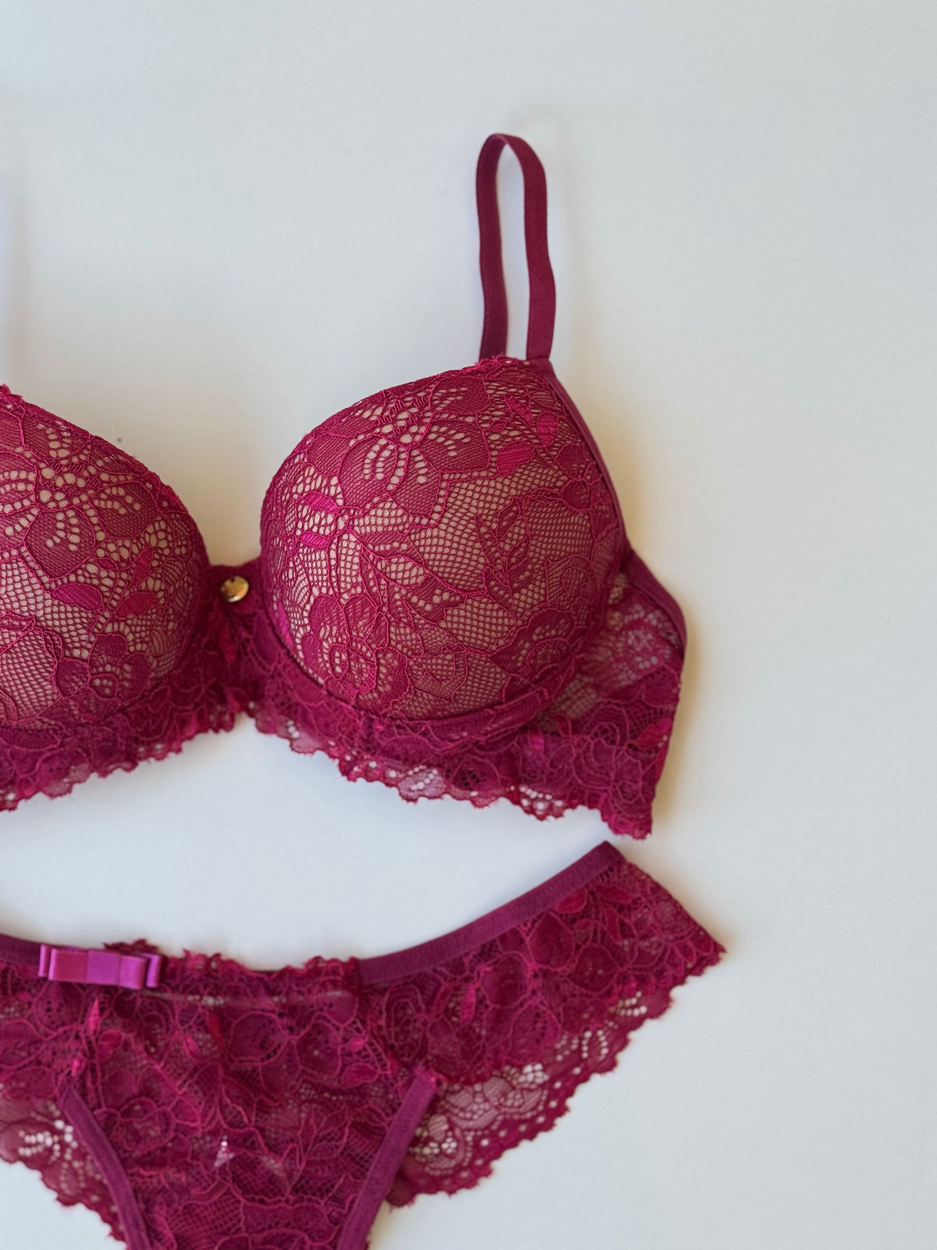 LINGERIE MARINA BORDEAUX - 2 PEZZI