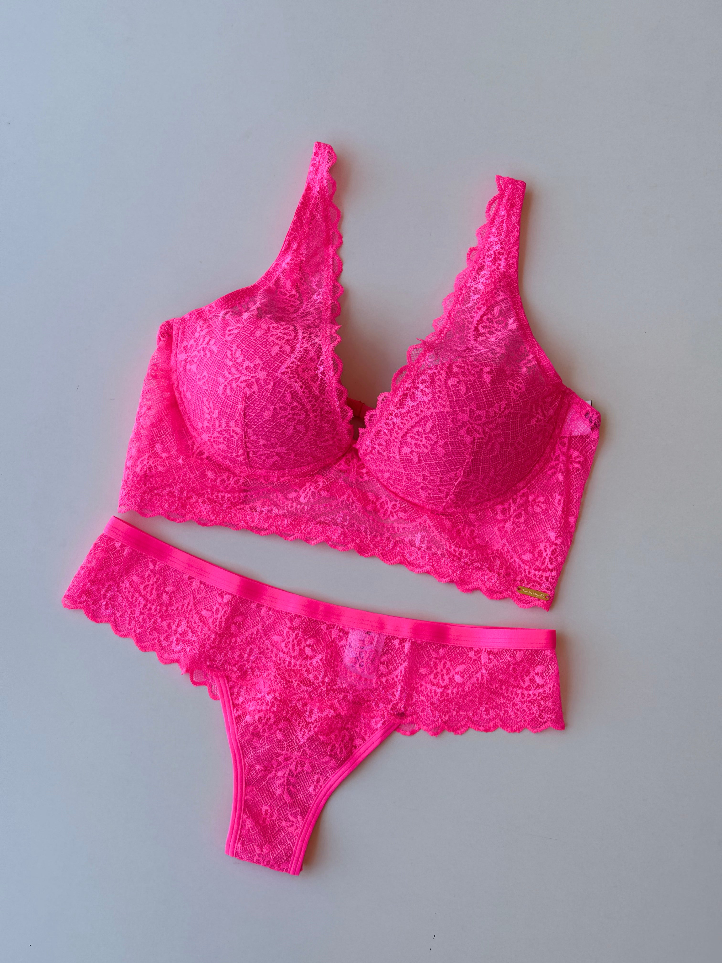 LINGERIE ZOE ROSA FLUO - 2 PEZZI