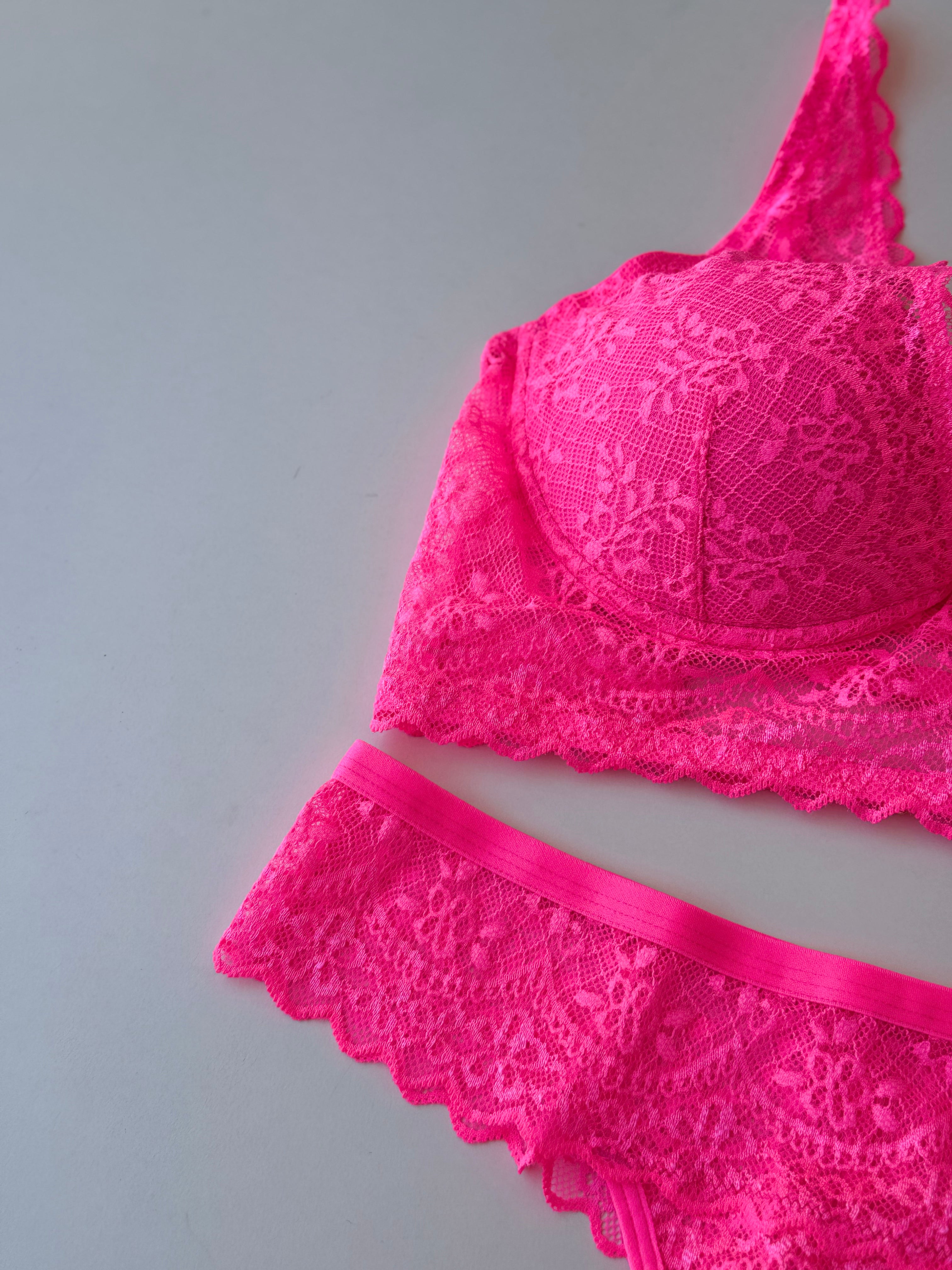 LINGERIE ZOE ROSA FLUO - 2 PEZZI